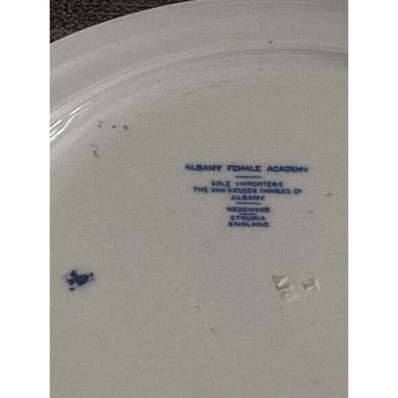 Wedgewood 9” Blue Transferware Plate Albany Ny Country Farmhouse Victorian - Picture 6 of 7